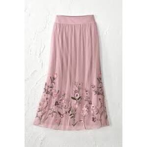 Coldwater Creek Rosana Mesh Skirt Maxi Embroidered Balletcore Women Large